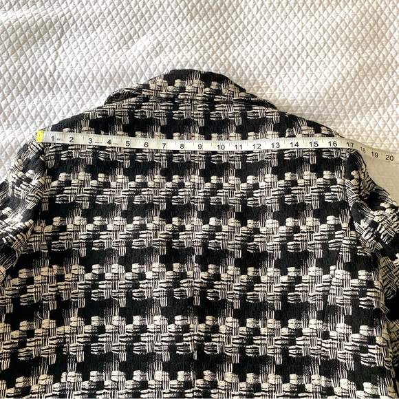 Talbots Black Ivory Woven Textured Wool Lined Blazer Jacket size 14 Petite - Picture 9 of 12